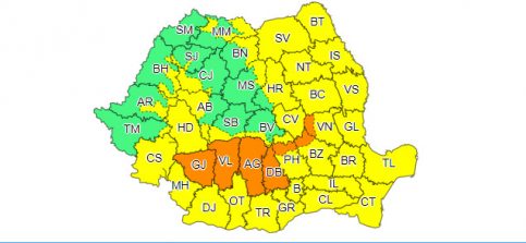 COD PORTOCALIU de ploi torențiale, vijelii și grindină în tot județul Dâmbovița