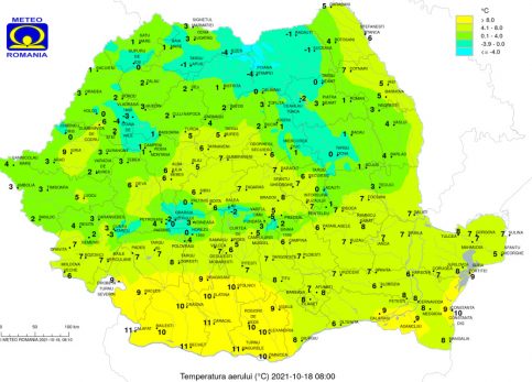 Luni, 18 octombrie, norii se mai risipesc, vremea începe să se încălzească uşor