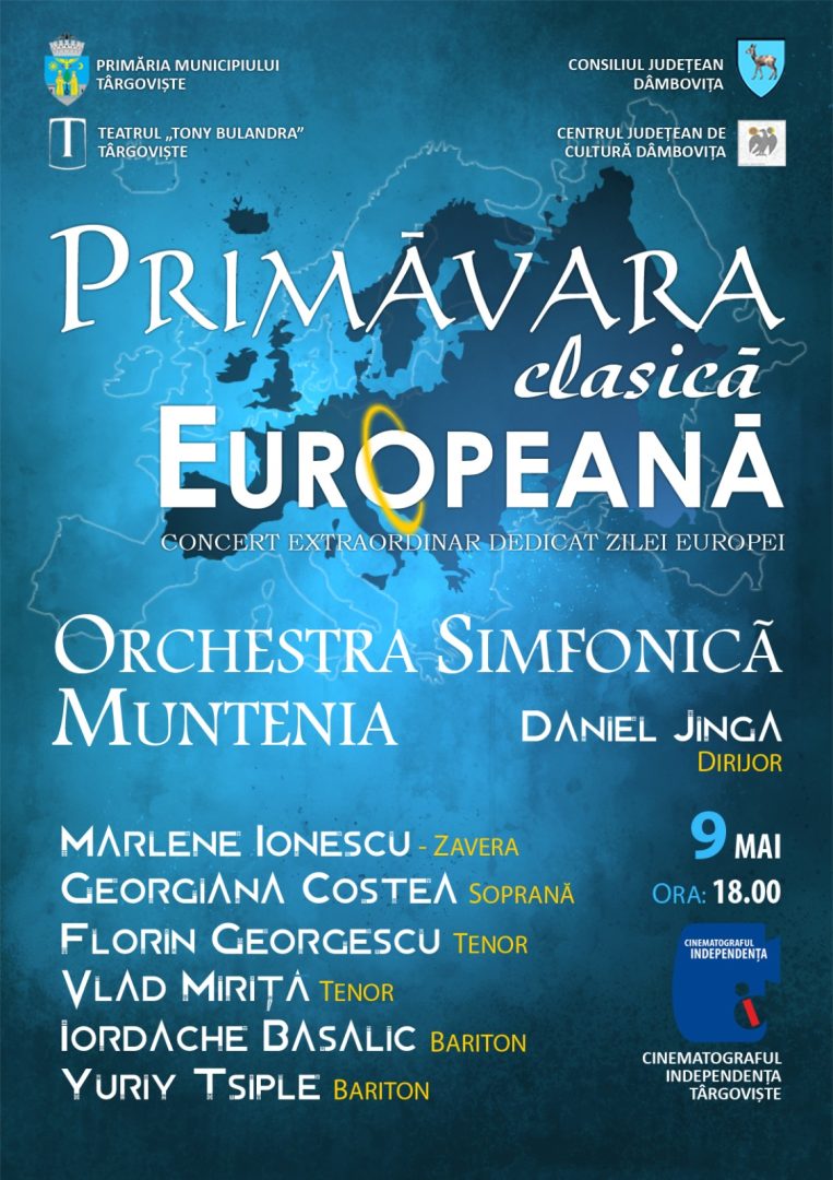 Luni, 9 mai, la Cinematograful Independența, concertul „Primăvara Clasică Europeană” iar în Piața Tricolorului va fi organizat un FLASH MOB