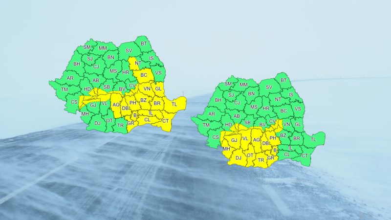 ULTIMA ORĂ, două CODURI GALBENE de ninsori, polei și viscol ce vizează și județul Dâmbovița