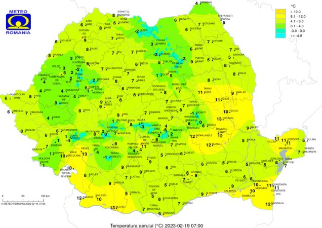 Cum va fi vremea duminică, 19 februarie, vântul va continua să prezinte intensificări susținute, cu rafale de peste 70-80 de kilometri la oră