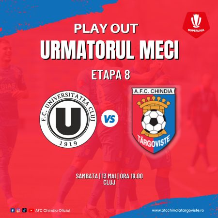 Chindia Târgoviște-Universitatea Cluj,meciul din penultima etapă a play-out-ului Superligii