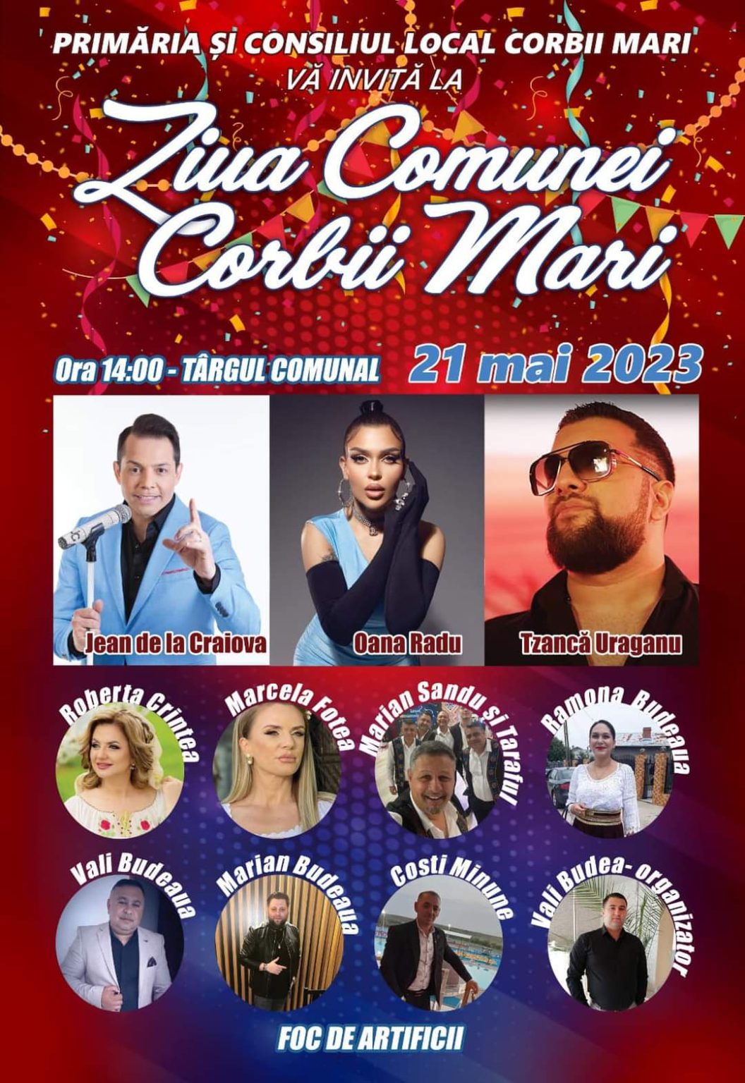 Duminică, 21 mai, Ziua comunei Corbii Mari, cu mic, cu mare sunteți așteptați la marele eveniment