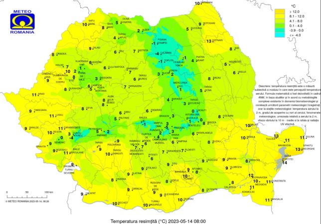 Duminică, 14 mai,vremea va fi similară cu cea de sâmbătă, dar vor exista temperaturi ceva mai scăzute în sud-vest
