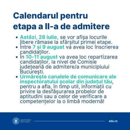 A început a doua etapă de admitere în învățământul liceal, pentru anul școlar 2023-2024