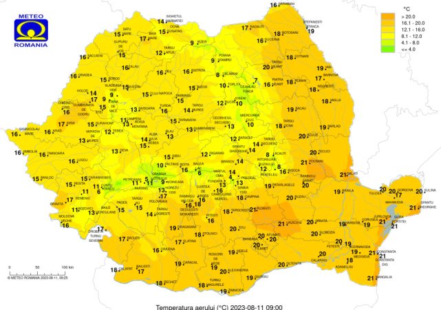 Prognoza meteo pentru vineri, 11 august 2023, în anumite zone vor fi averse și descărcări electrice