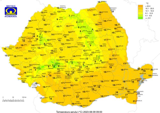 Prognoza meteo pentru miercuri, 9 august 2023