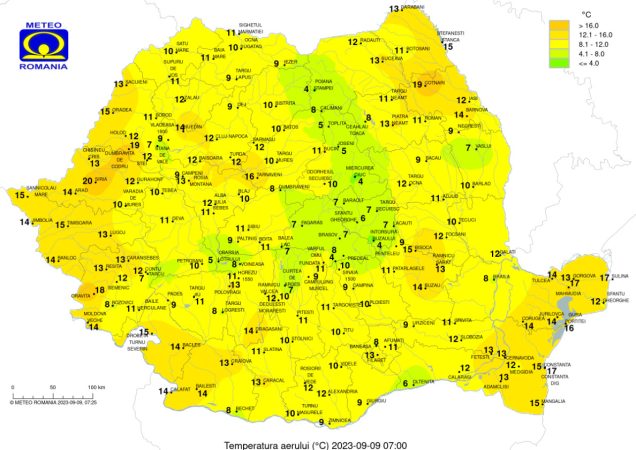 Sâmbătă, 9 septembrie 2023,vremea va fi predominant frumoasă și doar pe alocuri vor apărea ploi
