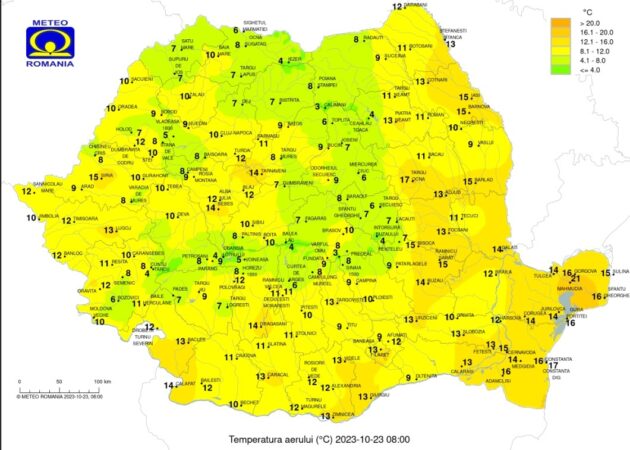 Prognoza meteo pentru astăzi, temperaturile vor fi mai scăzute față de zilele trecute