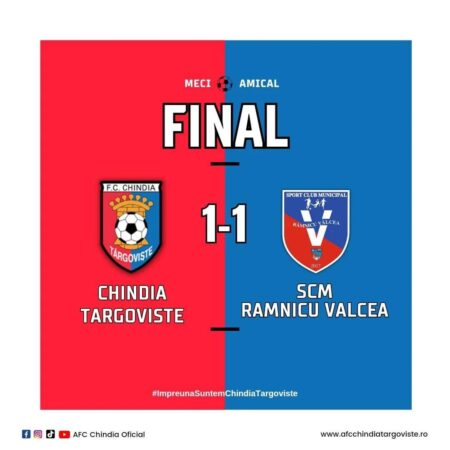 Chindia Târgoviște a jucat primul amical cu  SCM Râmnicu Vâlcea, astăzi, pe terenul de la Complexul Turistic de Natație Târgoviște. 