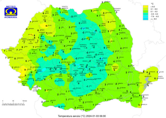 Prognoza meteo miercuri, 3 ianuarie 2024, maxime de 4-12 grade Celsius