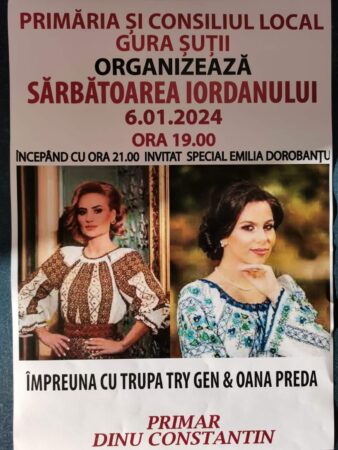 IORDANUL LA GURA ȘUȚII, administrația locală a pregătit și un spectacol cu artiști cunoscuți  IORDANUL LA GURA ȘUȚII, pe 6 ianuarie, de Bobotează , toți locuitorii din Gura-Șuții sunt așteptați la TRADIȚIA IORDANULUI,