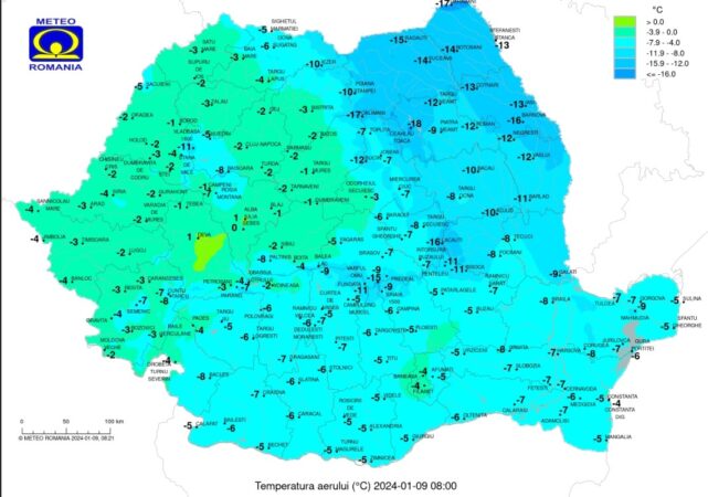 Prognoza meteo pentru astăzi, 9 ianuarie: Vor fi temperaturi maxime preponderent negative în toată țara cuprinse în general