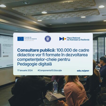  A fost pus în consultare publică Ghidul solicitantului pentru apelul de proiecte „Pedagogie digitală pentru cadrele didactice din învățământul preuniversitar”!