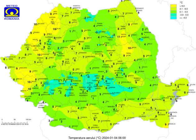 Vremea în toată țara pe 4 ianuarie 2024