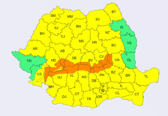 Tot județ Dâmbovița va fi sub  COD GALBEN de VÂNT PUTERNIC , intră în vigoare luni, 05 februarie, ora 08:00 și este valabil  pana lun, 5 februarie, ora 22:0₩
