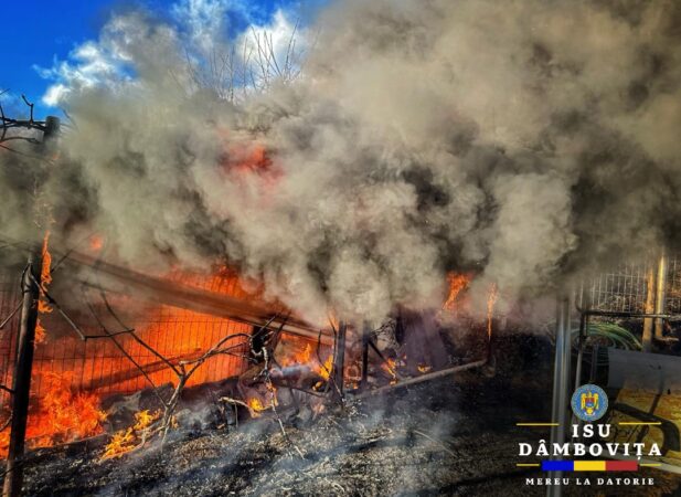 O anexă gospodărească a fost mistuită de flăcări , în localitatea Valea Voievozilor, pe strada Vadii.