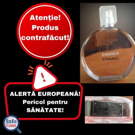 InfoCons anunț  că există o alertă privind un parfum contrafăcut  care reprezintă  risc pentru sănătate.