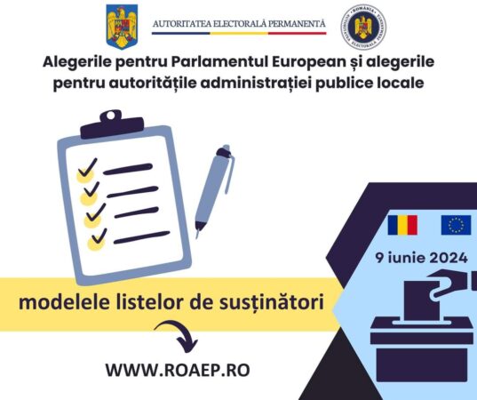 În atenția persoanelor interesate să își depună candidatura la alegerile  din data de 9 iunie 2024: Modelul listei de susținători pentru alegerile
