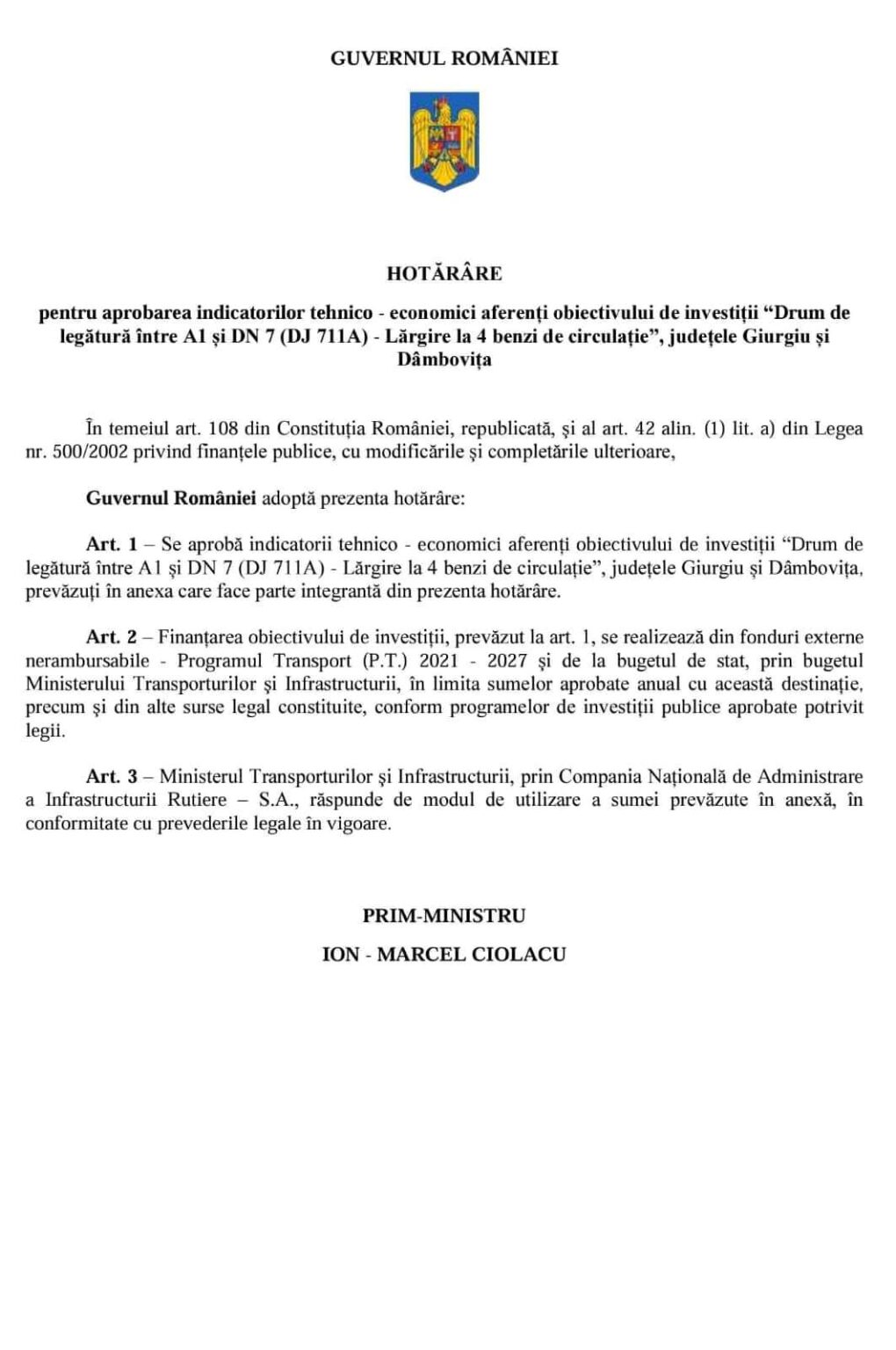 Județul Dâmbovița va avea o șosea de mare viteze cu patru benzi ce va lega A1 București-Pitești de orașul Titu Județul Dâmbovița va avea o șosea de mare viteze cu patru benzi ce va lega A1 București-Pitești de orașul Titu, informația a fost făcută publică de președintele CJ Dâmbovița, Corneliu Ștefan.