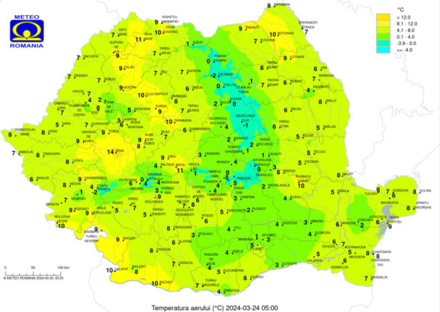 Prognoza meteo pentru astăzi, 24 martie 2024