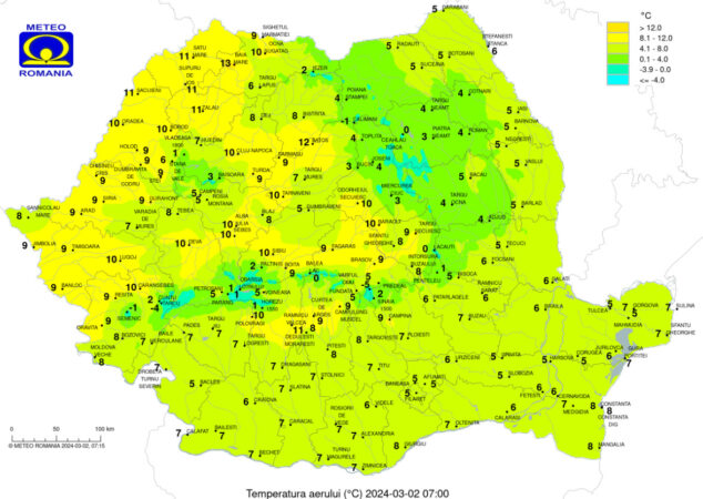 Prognoza meteo pentru sâmbătă, 2 martie 2024
