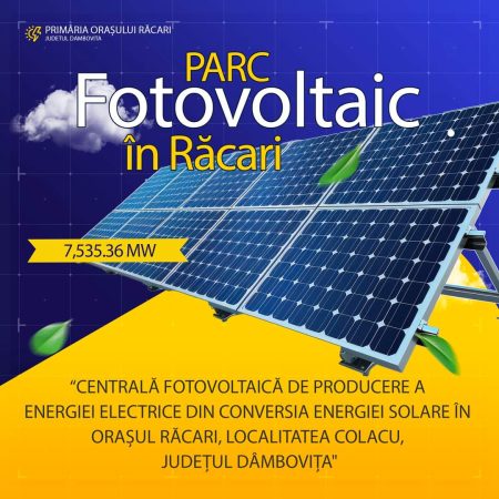 Un parc fotovoltaic va fi realizat în orașul Răcari, edilul Marius Caravețeanu deja a emis autorizația de construire Un parc fotovoltaic va fi realizat în  orașul Răcari, edilul Marius Caravețeanu deja a emis autorizația de construire