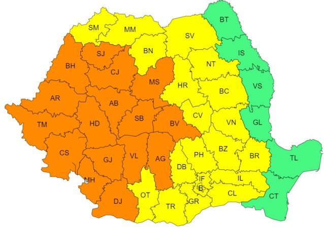 Tot județul Dâmbovița este sub COD GALBEN de PLOI TORENŢIALE, VIJELII și GRINDINĂ Tot județul Dâmbovița este sub COD GALBEN de PLOI TORENŢIALE, VIJELII și GRINDINĂ, atenționare meteorologică