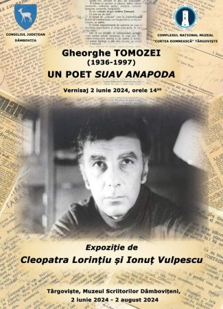 Expoziția temporară „Gheorghe Tomozei, un poet suav anapoda” a fost deschisă la Muzeul Scriitorilor Dâmbovițeni,  în perioada 2 iunie-2 august 2024. 