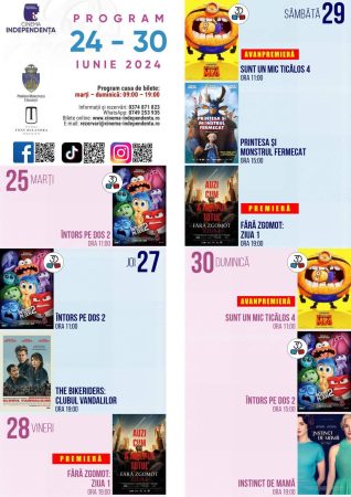 Cinema Independența din Târgoviște a anunțat programul proiecțiilor de filme pentru săptămâna curentă Cinema Independența din Târgoviște a anunțat programul proiecțiilor de filme pentru săptămâna curentă, oferind o varietate