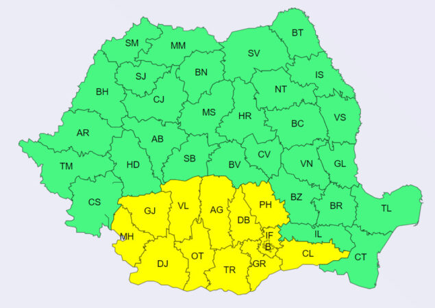 ATENȚIONARE METEOROLOGICĂ COD GALBEN de CANICULĂ în tot județul Dâmbovița în zilele de 28 și 29 iulie 2024