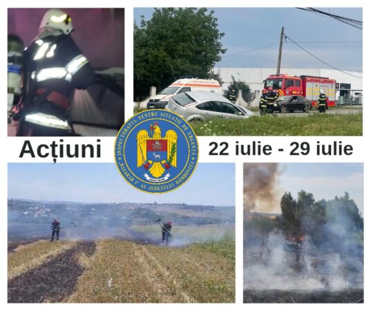 În perioada 22 iulie – 29 iulie 2024, echipajele de intervenţie din cadrul Inspectoratului pentru Situaţii de Urgenţă „Basarab I” al judeţului Dâmboviţa