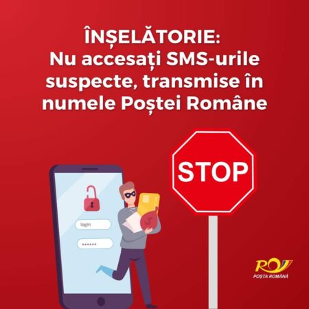 Nu accesați SMS-urile suspecte, transmise în numele Poștei Române, este o ÎNȘELĂTORIE Nu accesați SMS-urile suspecte, transmise în numele Poștei Române, mare atenție sunteți ținta unei ÎNȘELĂTORII.