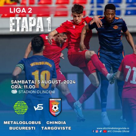 În primul meci oficial din sezonul 2024-2025 al Ligii a 2-a din România, Chindia Târgoviște întâlnește în deplasare pe FC Metaloglobus
