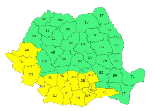 ATENȚIONARE METEOROLOGICĂ  COD GALBEN de CANICULĂ în intervalul 11 - 12 august, în județul Dâmbovița va fi caniculă și disconfort termic