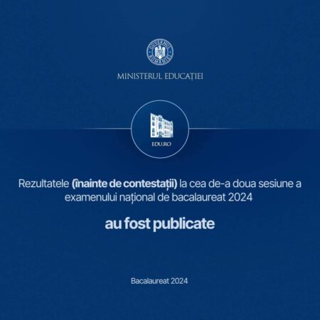 REZULTATE BACALAUREAT-SESIUNEA DE TOAMNĂ: Contestații se depun astăzi, în format fizic sau online în intervalul orar 12:00 - 18:00. 