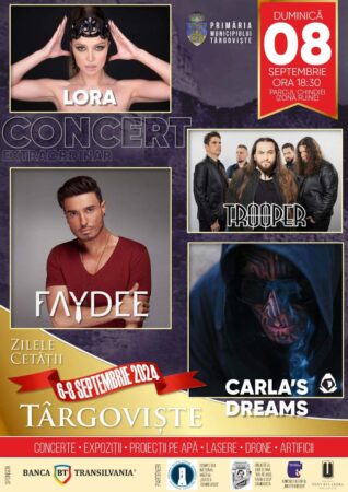 Zilele Cetății 2024: Târgoviște sărbătorește ultima zi cu un concert extraordinar în Parcul Chindia la ora 18:30.