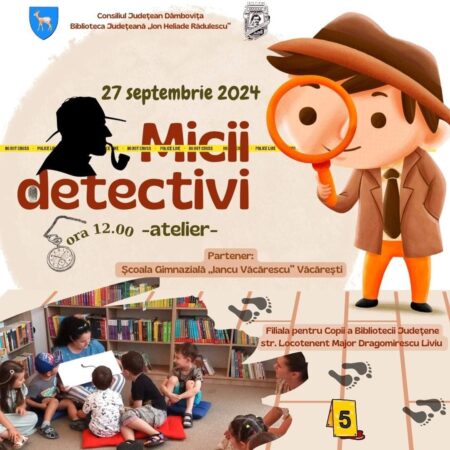 Biblioteca Județeană Dâmbovița găzduiește un eveniment special în cadrul "Nocturnei Bibliotecilor" - atelierul "Micii detectivi"