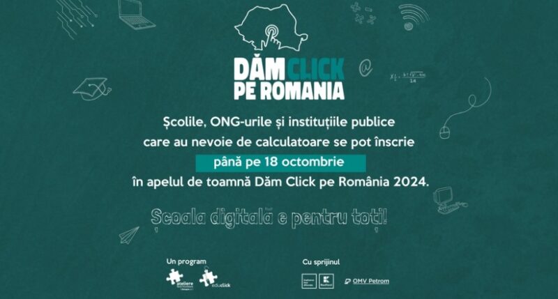 Programul Dăm Click pe România lansează o nouă ediție, invitând școlile, ONG-urile și instituțiile publice din România să aplice pentru a primi