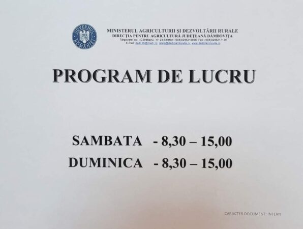 Direcția Agricolă Dâmbovița lucrează în acest  weekend pentru a veni în sprijinul fermierilor afectați de secetă.