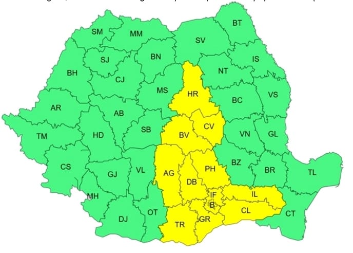 Județul Dâmbovița se află sub cod galben de vreme rece și ger sever, valabil între 24 februarie, ora 20:00 și 25 februarie, ora 10:00.