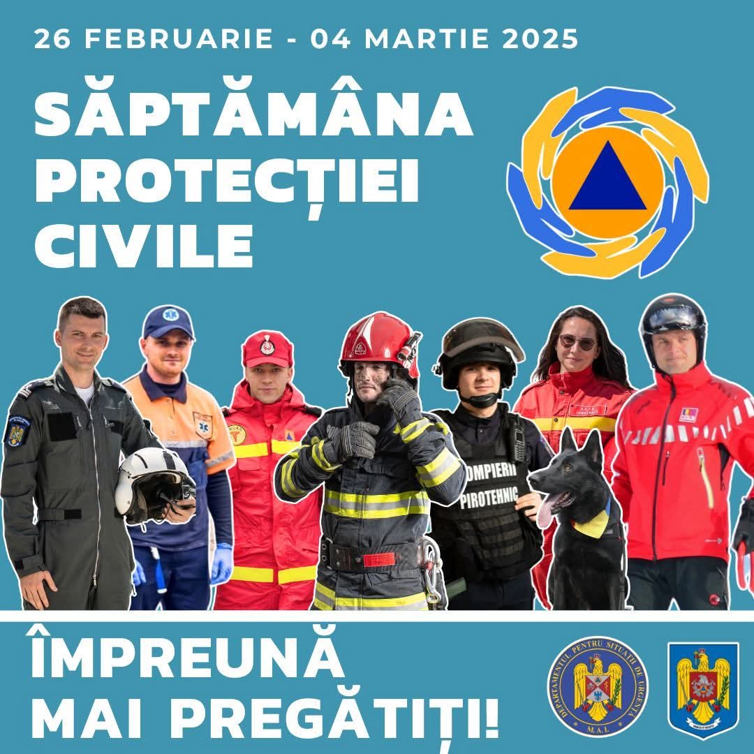 În perioada 26 februarie - 4 martie 2025, ISU Dâmbovița celebrează 92 de ani de la înființarea Protecției Civile în România