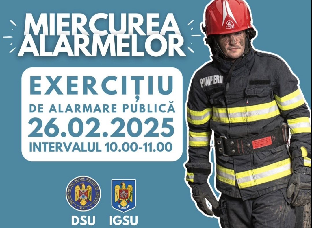 Pe 26 februarie 2025, la ora 10:00,"Miercurea Sirenelor județul Dâmbovița va participa la un exercițiu național de testare a sistemului de alarmare publică.