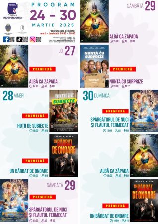 Săptămâna aceasta, Cinema Independența te așteaptă cu filme de neuitat!l  Cinema Independența continuă să fie locul perfect pentru iubitorii de film din oraș, oferind o varietate de pelicule pentru toate gusturile. Săptămâna aceasta, cinema propune o selecție de filme care promit o experiență cinematografică de neuitat.