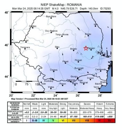 Cutremur în zona seismică Vrancea , astăzi, 24 martie 2025 Cutremur în zona seismică Vrancea , astăzi, 24 martie 2025