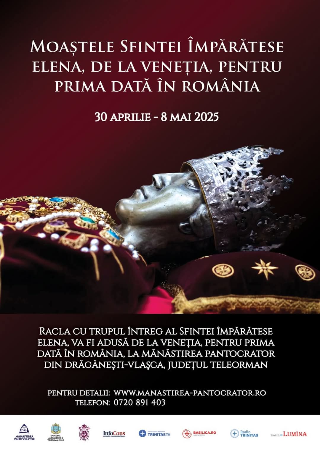 Un eveniment deosebit va avea loc la Mănăstirea Pantocrator din România, între 30 aprilie și 8 mai 2025, când vor fi aduse moaștele Sfintei Împărătese Elena. Acesta va reprezenta o oportunitate unică pentru credincioși de a se închina la o relicvă cu o mare semnificație istorică și spirituală.