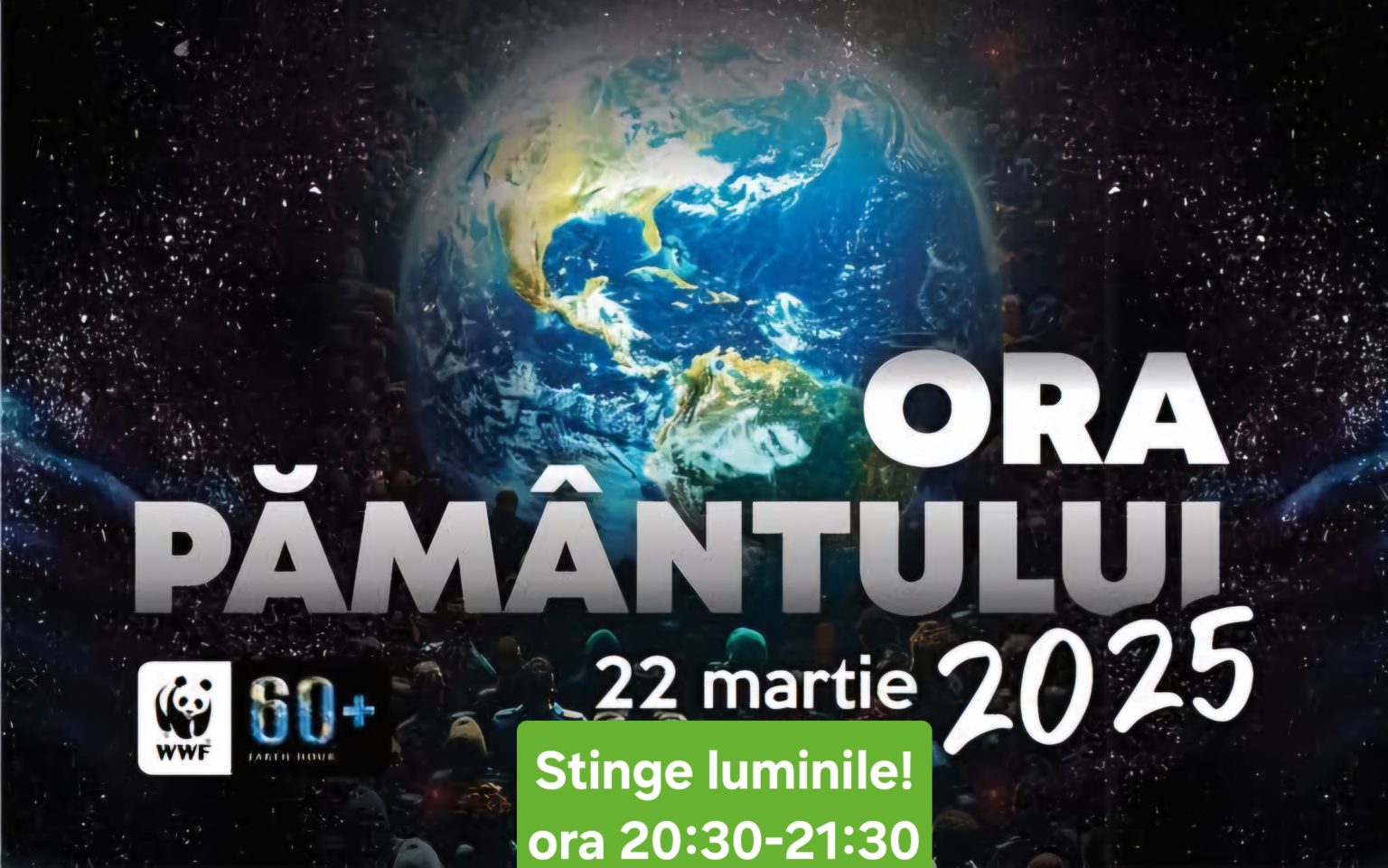Ora Pământului 2025, sărbătorită pe 22 martie: O mișcare globală pentru protejarea mediului Ora Pământului 2025, pe 22 martie 2025, milioane de oameni din întreaga lume se vor alătura celei de-a 19-a ediții a Orei Pământului, o inițiativă globală dedicată protejării mediului înconjurător. În cadrul acestui eveniment, participanții vor stinge luminile pentru o oră, simbolizând angajamentul lor față de reducerea consumului de energie și protejarea planetei.