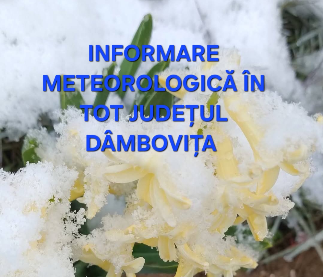 Tot județul Dâmbovița este sub  INFORMARE METEOROLOGICĂ, perioada 5 aprilie, ora 10:00 - 7 aprilie, ora 18:00
