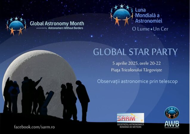 Luna Mondială a Astronomiei la Târgoviște În fiecare an, luna aprilie aduce cu sine Luna Mondială a Astronomiei (Global Astronomy Month - GAM), iar anul acesta, pe 5 aprilie, va avea loc evenimentul Global Star Party, organizat simultan în întreaga lume.