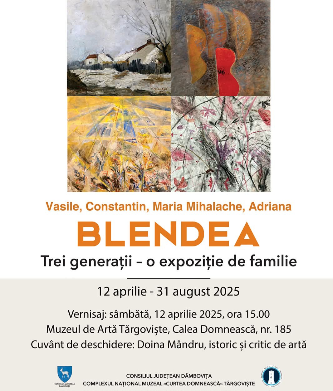În perioada 13 aprilie – 31 august 2025, Muzeul de Artă din Târgoviște va găzdui o expoziție impresionantă dedicată unei familii de artiști talentați